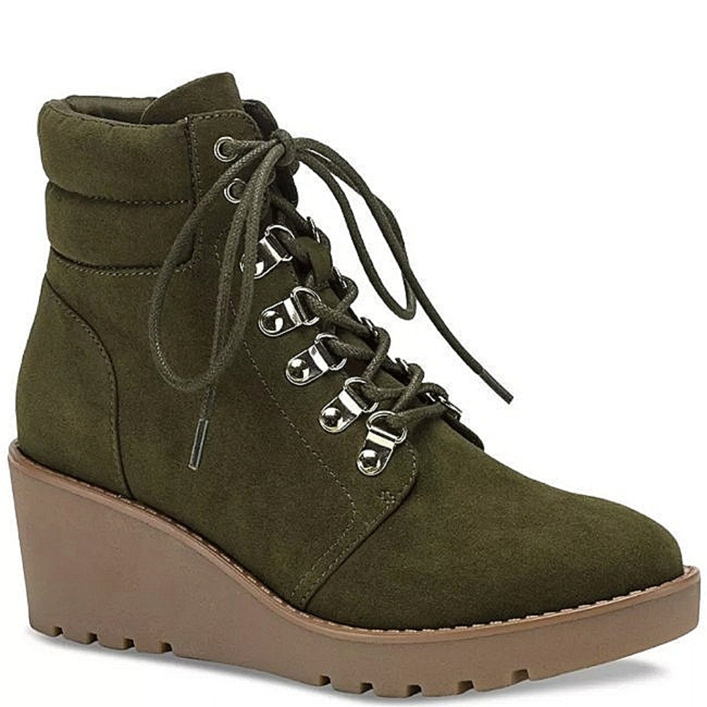 New w/Box Style & Co Carmenn Faux Suede Lace-Up Ankle Bootie Wedge Size 5.5